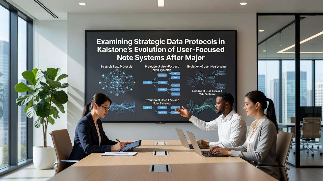 Detailed view of Kalstone note system data protocols with flowchart illustrating encryption and access management post platform adjustments